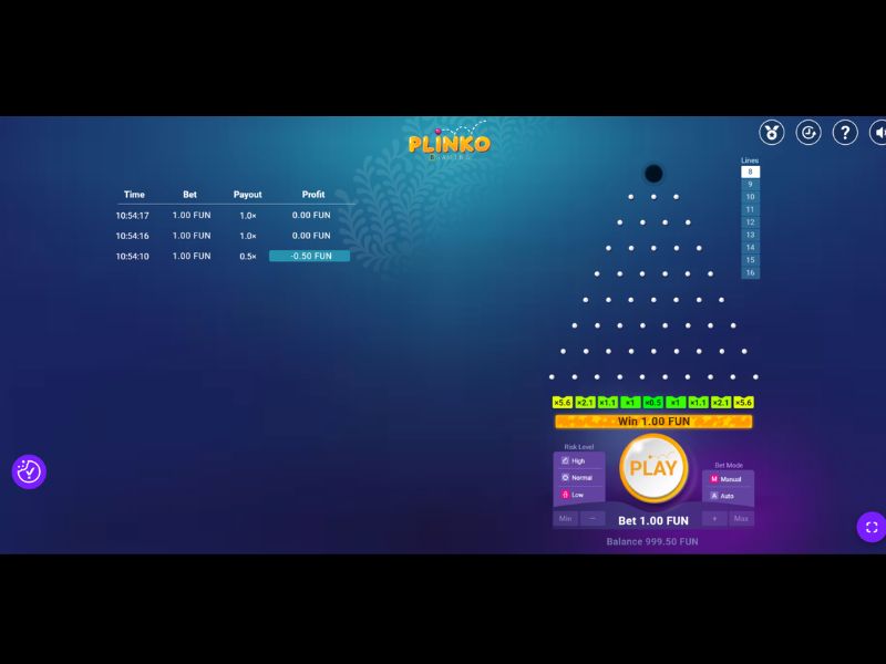 Key game elements in Plinko